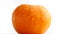 Marco shot of orange fruit rotate. Close-up flesh citrus orange on white background in 4K resolution