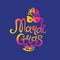 Mardi Gras 2020. Handwritten bright logo with mask.