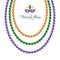 Mardi Gras beads necklace decorative frame template isolated on white. Fat tuesday carnival. Vector