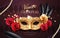 Mardi gras carnival banner, flyer with mask