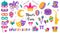 Mardi Gras carnival clipart. Brazilian festival design collection. Masks with feathers, joker, fleur de lis, drum, party