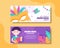 Mardi Gras Carnival Horizontal Banner Flat Cartoon Hand Drawn Templates Illustration