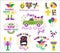 Mardi Gras carnival lettering quotes set in flat style