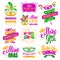 Mardi Gras Carnival typography labels set