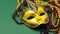 Mardi Gras costume mask, celebration of vibrant colors generated by AI