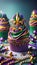 Mardi Gras Cupcake Glory: A Vertical Portrait of Festive Opulence