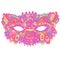 Mardi Gras fantasy mask - outline isolated element. Doodle line artwork. Colorful trippy boho art. Vector illustration