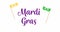 Mardi Gras Handwritten Animated Text With Appearing Jumping Masks