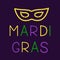 Mardi Gras lettering and mask made of colorful beads. Fat or Shrove Tuesday typography poster. Traditional carnival in New Orleans