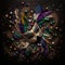 Mardi gras mask with lot of shiny confetti glitter and feathers. Neural network AI generated art