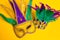 Mardi Gras Mask son yellow Background