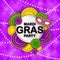 Mardi Gras Party banner with a Lettering, carnival mask, floral elements, beads and Mardigras pattern. Circus amusement