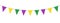 Mardi Gras party bunting, gold, purple and green flag garland, triangle pennants, holiday decoration, vector decorative