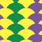Mardi Gras seamless pattern. Repeating background with green, yellow and purple violet diamonds waves. Vector holiday poster or