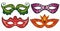 Mardi Gras set masks. Masque for masquerade.Vector illustration