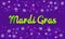 Mardi Gras theme vector banner or greeting card. 3D effect text. Traditional violet, green, yellow carnival colors