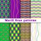 Mardi gras vector different seamless pattern: argyle, chevron, beading, stars, wavy background