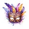 Mardi gras watercolor carnival, mask, masquerade, face, festival, costume