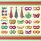 Mardi Gras wear decoration vector icons set