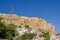 Mardin Castle and Turkish flag view. Old Mardin, Turkey