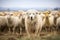 maremma sheepdog standing amidst a flock of sheep