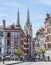 Marengo bridge with Cathedral of Sainte-Marie de Bayonne. France