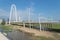 Margaret Hunt Hill bridge and Downtown Dallas Skylines from From