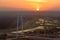 Margaret Hunt Hill Bridge at Sunset, Dallas, Texas, USA