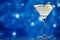 Margarita cocktail on star glitter dark blue background