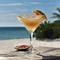 Margarita drink cocktail on the beach. Created with generative AI