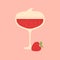 Margarita drink glass with cream and strawberries. Flat vector illustration with texture