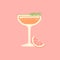 Margarita drink glass with rosemary and grapefruit. Flat vector illustration with texture