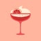 Margarita glass with foam and grapefruit for bar. Flat vector illustration with texture