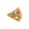 Margarita pizza slice cartoon vector illustration. Piece of vegetarian pizza with mozzarella, tomato and basil.