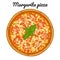 Margarita pizza with tomatoes. Object for packaging, advertisements, menu.