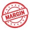 MARGIN text on red grungy vintage round stamp