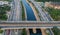Marginal Tiete Highway, Tiete River and Cruzeiro do Sul Bridge aerial view - Sao Paulo, Brazil