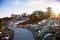 Marginal Way path at sunset in Ogunquit Maine during winter