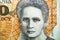Maria (Marie) SkÅ‚odowska Curie from the obverse side of 20000 twenty thousand old Polish Zlotych banknote
