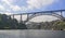 Maria Pia Bridge over the Douro river, Porto, Portugal. Panoramic view from the water. A great place for tourist trips