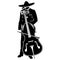 Mariachi with double bass vector black template