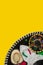 Mariachi hat on yellow background. Cinco de mayo background