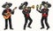 Mariachi skeleton band with musical instruments
