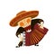 Mariachi skeleton in sombrero playing an accordion