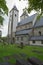 Mariakirken, St. Mary`s Church, in Sandviken, Bergen, Norway. Front of the church showing the two bell towers