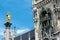 The Marian Column and the Clock chimes at the Marienplatz