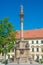 Marian Column or Holy Trinity at Hradcanske Square, a memorial and tribute for bubonic plague pandemics in Prague, Czech Republic