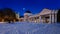 Marianske Lazne Marienbad - small spa town in winter under snow - white columns colonnade Kolonada in Czech and church