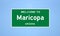 Maricopa, Arizona city limit sign. Town sign from the USA.