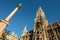 Marienplatz with marian column Frauenkirche town hall in munich